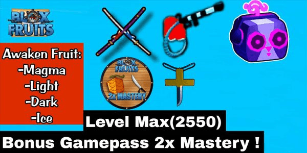 Gambar Product Akun Lvl Max, 4 Fruit Awaken, Cdk,2x Mastery