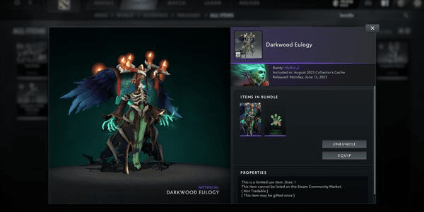 Gambar Product Darkwood Eulogy - Death Prophet Bundle Set Collector Cache Diretide 2023