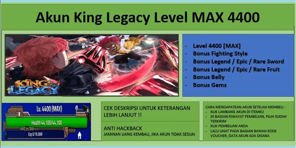 Gambar Product Akun King Legacy [Level Max] [Belum Verifikasi Email]