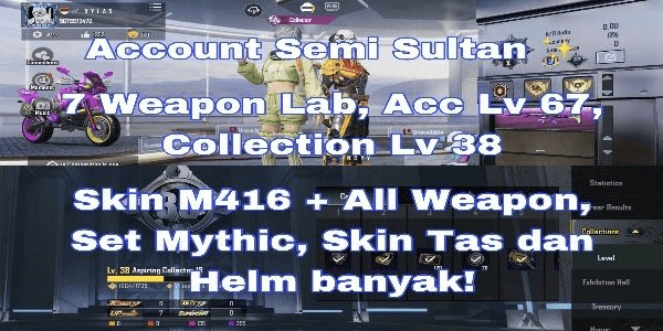Gambar Product AKUN SEMI SULTAN LV 67 SKIN WEAPON, TAS, HELM RAME