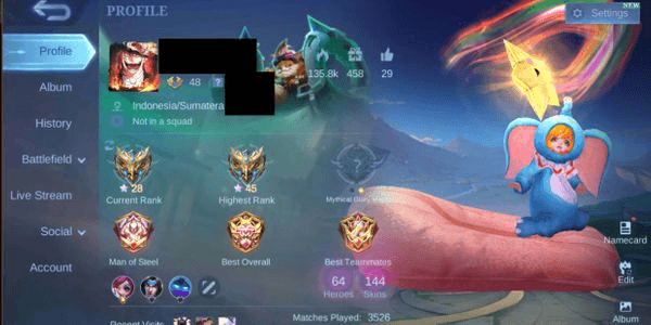 Gambar Product (205)Akun Mlbb Sultan Skin Nana Mistbenders. Collector Badang Recall Epic Firecrown Epic rame, Lb Fanny, Sparkle 3, Star tahunan Kagura
