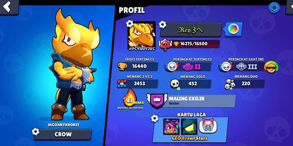 Gambar Product #6 Brawal Starts Account || 3 Legend || 8 Max ||  53 Brawler || 1174 Coins || 21 Gems || 16440 HT