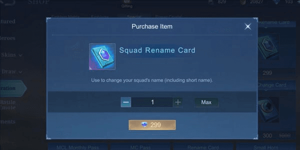 Gambar Product Squad Name Change Card
