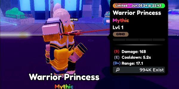Gambar Product Warrior Princess Stats Random - Anime Defenders RBL