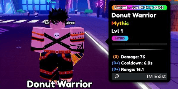 Gambar Product Donut Warrior Stats Random - Anime Defenders RBL