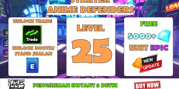 Gambar Product STARTER AKUN ANIME DEFENDERS - LEVEL 25 / 5000GEMS / UNLOCK TRADE / UNLOCK BOOTH / UNIT EPIC