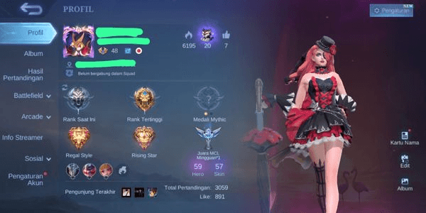 Gambar Product ML HERO ACCOUNT 59 SKIN 57 ALL UNBIND