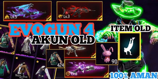 Gambar Product AKUN OLD EPAS S8 ON, MAIN DARI SBLM S5 SG 2 SKIN ON, EVOUGUN 4 , BERGARANSI AKUN ANTI HACK BACK, KE HB = UANG KEMBALI dari Garena Free Fire 1000% AMAN