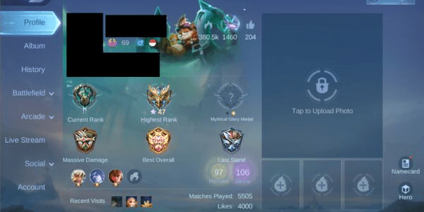 Gambar Product (237)Akun Mlbb Skin Epic Gs, Ling, Valir, Gs, Stun Chou 2 Recall Epic Tas tas, Firecrown