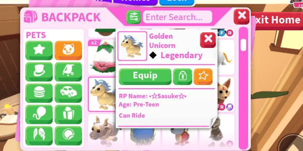 Gambar Product Golden Unicorn R (Pet Adopt Me)