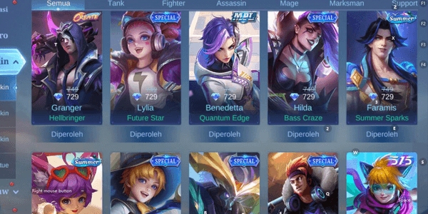 Buy Account (261)Akun Mlbb Skin Starlight Tahunan Hayabusa, Epic Ling ...