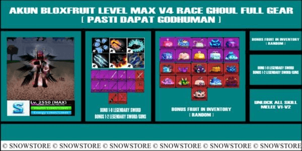 Gambar Product GHOUL V4 FULL GEAR - GHM - CDK - ValkHelm - Rainbow Haki - Bonus - BLOXFRUIT ACCOUNT