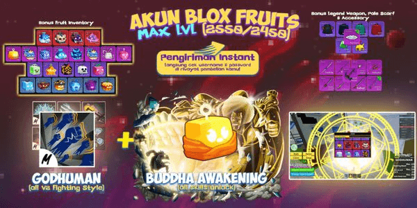 Gambar Product Akun Blox Fruit BUDDHA V2 {AWAKENING BUDDHA + GODHUMAN} [Level MAX ] (Unverified)]