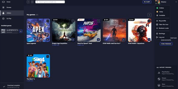 Gambar Product Akun EA Pribadi Isi FC24, Star Wars, Sims 4, NFS.