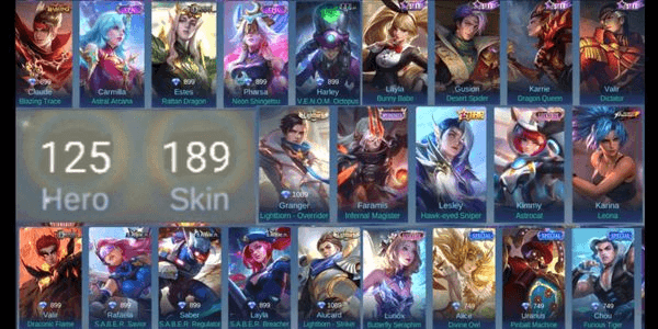 Gambar Product (432) ANNUAL LESLEY LIGHBORN GRANGER TIGREAL LIMIT KIMMY LUNOX CARMILLA SKIN EPIC 9 MYTH FARAMIS KOF KARINA