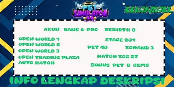 Gambar Product Akun Rank 6 Pro (Rebirth 8)-Pet Simulator 99