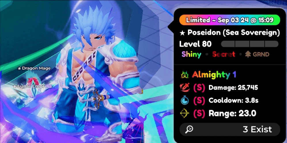 Beli Unit Shiny Poseidon Sea Sovereign Almighty Anime Defenders Anime Defenders Roblox