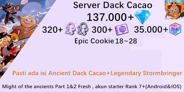 Gambar Product Akun starter Cookie Run Kingdom(Server Dack Cacao)DC7