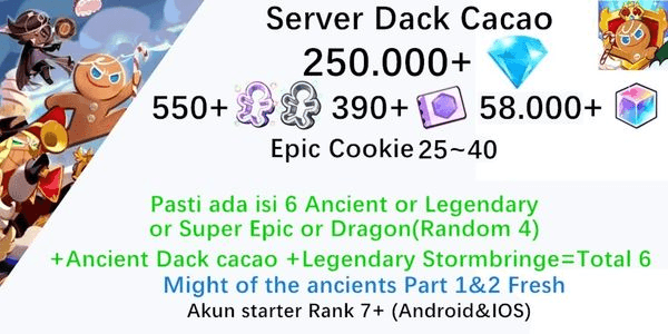 Gambar Product Akun starter Cookie Run Kingdom(Server Dack Cacao)DC10