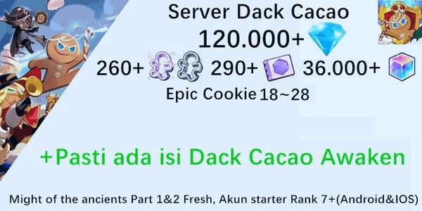 Gambar Product Akun starter Cookie Run Kingdom(Server Dack Cacao)DC12