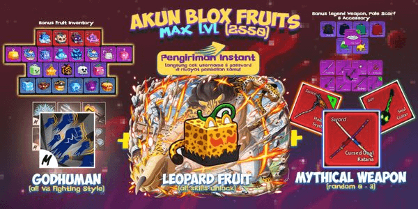 Gambar Product Akun Blox Fruit MAX LEVEL (GODHUMAN + LEOPARD) [All Skill Unlock]! Unverified