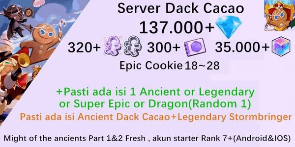 Gambar Product Akun starter Cookie Run Kingdom(Server Dack Cacao)DC8