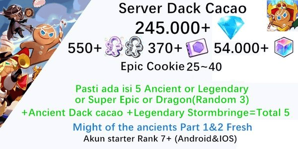 Gambar Product Akun starter Cookie Run Kingdom(Server Dack Cacao)DC9