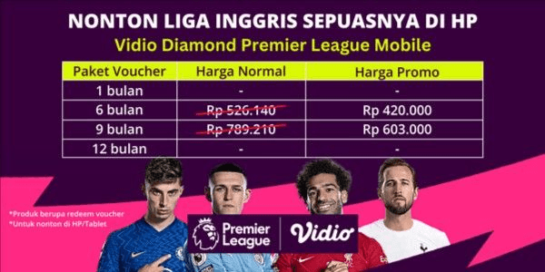 Gambar Product Vidio Diamond Liga Inggris Mobile 9 Bulan