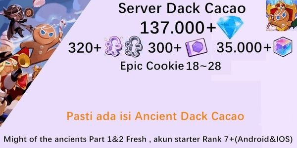 Gambar Product Akun starter Cookie Run Kingdom(Server Dack Cacao)DC3