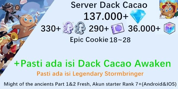 Gambar Product Akun starter Cookie Run Kingdom(Server Dack Cacao)DC13