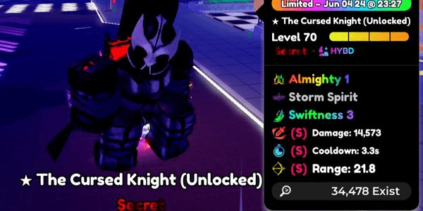 Gambar Product Almighty The Cursed Knight (Unlocked) -- Anime Defenders