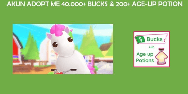 Gambar Product Akun Adopt Me 40.000 Bucks & 200 Age-up Potion