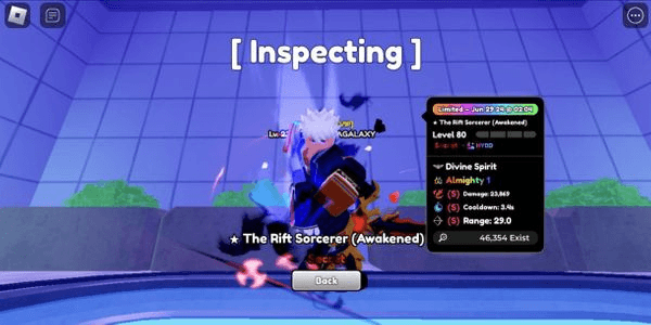 Gambar Product THE RIFT SORCERER (GOJO) ALMIGHTY SSS STATS