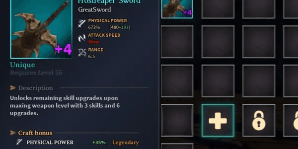 Frostreaper Sword (UNIQUE) (PHYSICAL POWER+35% - LEGENDARY PERKS) - Devas of Creation