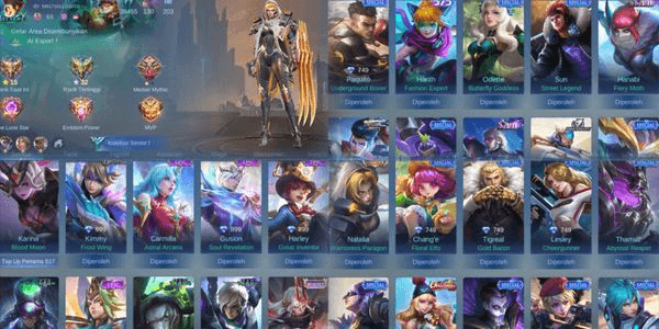 Gambar Product Cc Natalia,9Epic Vale,Kimmy,Harley,Gusion,Grock,Faramis,Carmila SKIN 123 HERO 101 EMBLEM ALLMAX