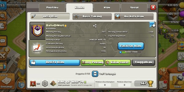 Gambar Product Clan Level 29 | Tag 7 Digit | Liga Master + Ibu Kota Lv. 10 All Max