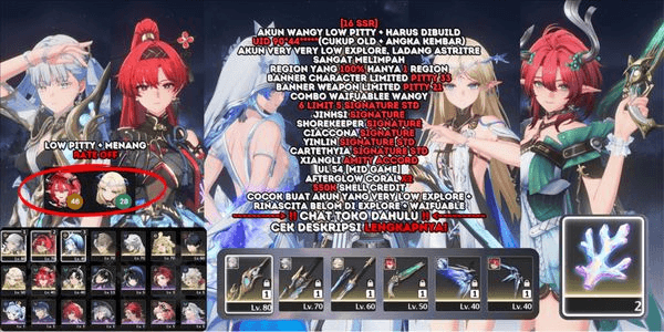 Gambar Product [16 SSR][6 LIMIT 5 SIGNATURE STD][AKUN LUCKY]JINHSI SIGN+CIACCONA SIGN+SHOREKEEPER SIGN+[CARTETHYIA,YINLIN SIGN STD]+XIANGLI+CEK DESC![SEA]