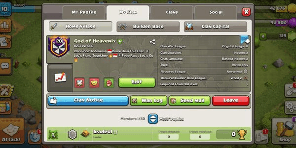 Gambar Product CLAN LVL 20 | God of Heavenly | CH 10 MAX | CRYSTAL II