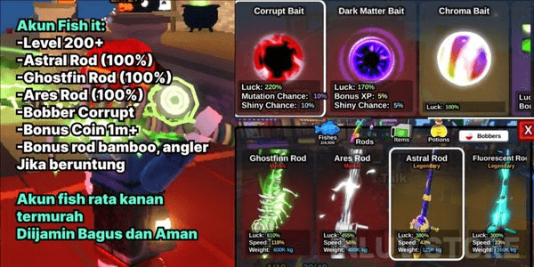 Gambar Product AKUN FISH IT! GHOSTFIN ROD + CORRUPT BOBBER