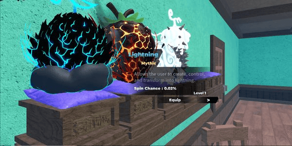 Gambar Product Akun Fruit Battlegrounds Nika + impact + Dough v2 + Lightning (High Level Nika + 8k gems + 22 titles)