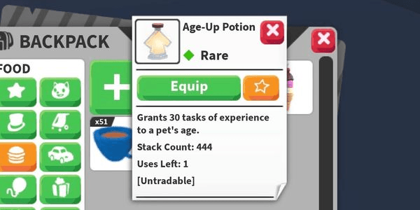 Gambar Product 444 Age-Up Potion + 306k Bucks - Adopt Me Account