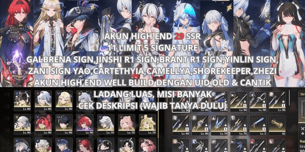 Gambar Product [SEA] HIGH END 29 SSR 11 LIMIT 5 SIGN, GALBRENA SIGN, JINSHI R1 SIGN, BRANT R1 SIGN, YINLIN SIGN, ZANI SIGN YAO, CARTETHYIA, CAMELLYA, SHOREKEEPER, ZHEZI