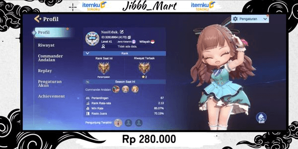 Gambar Product Rank Mythic, 93 Go Go Chest, 246921 Chess Point, 5 Diamond, 6 Hero B1, 4 Hero B2, 2 Hero B3