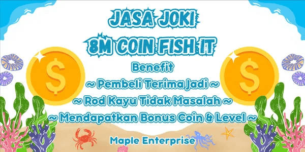 Joki 8M Coins+ Via Fishing | Fish It!
