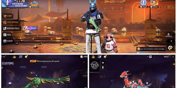 Gambar Product SELL FREE FIRE ACCOUNT SG TRUMPET | DRAGON SKYWING | BLUE KATANA | XMB INCU & OLD EPAS