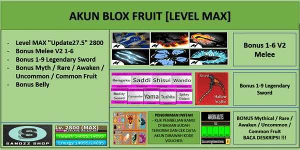 Gambar Product Blox Fruit Account [MAX Level][DATPOL]