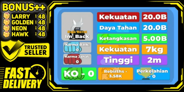 Akun Muscle Legend | Rebirth 3580