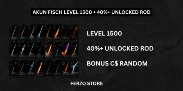 Gambar Product Akun Fisch Level 1500 + 40%+ Unlocked Rod + Random C$