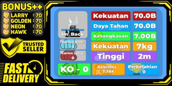 Gambar Product Akun Muscle Legend | Rebirth 7780