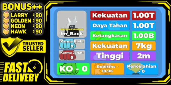 Akun Muscle Legend | Rebirth 18.980